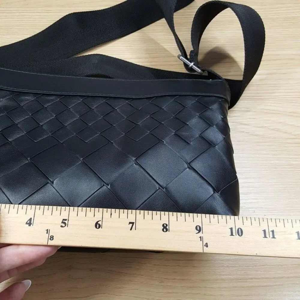 BOTTEGA VENETA Black Duo Intrecciato Leather Crossbody Bag $3100
